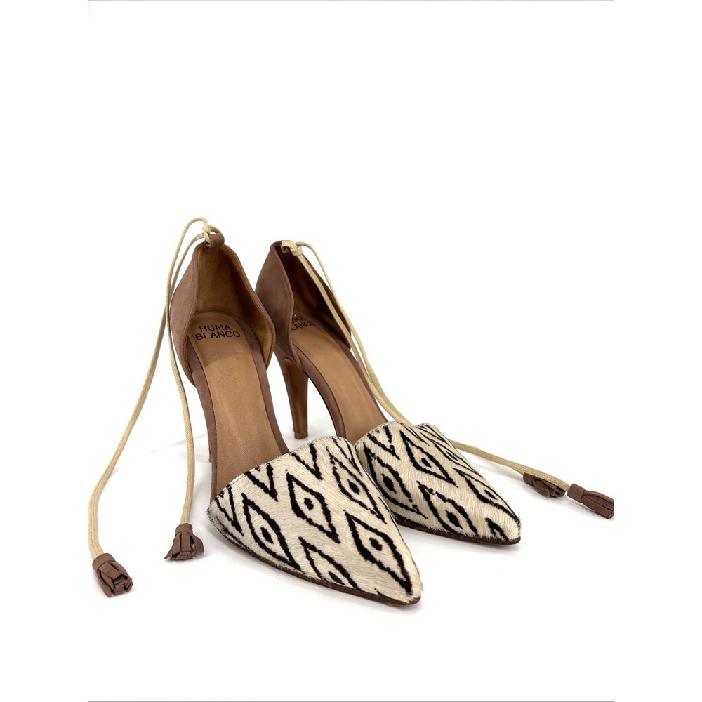 Huma Blanco Maribela Heels Womens 7 EU 37 Calfhair Diamond Pony Southwestern